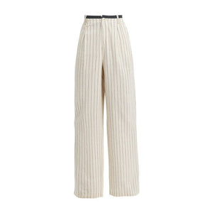 Linen summer thin high waist and thin drape women's small casual versatile striped narrow wide - leg pants - Negative Apparel