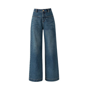 Linen wide - leg jeans, women's new pear - shaped figure, high waist, no legs, slightly mop pants - Negative Apparel