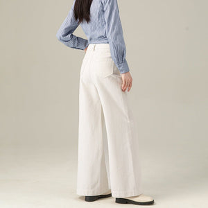 Linen wide - leg jeans, women's new pear - shaped figure, high waist, no legs, slightly mop pants - Negative Apparel