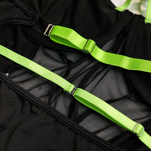 Lingerie gather body shaping sxy straps stitching contrast color heavy duty jumpsuit - Negative Apparel