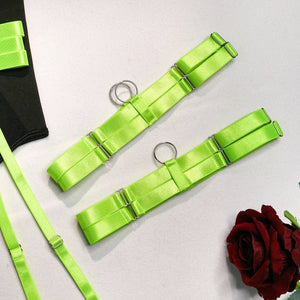 Lingerie gather body shaping sxy straps stitching contrast color heavy duty jumpsuit - Negative Apparel