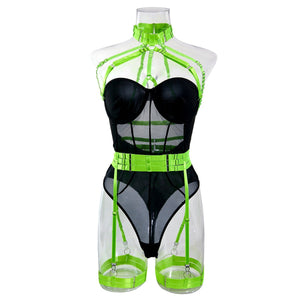 Lingerie gather body shaping sxy straps stitching contrast color heavy duty jumpsuit - Negative Apparel