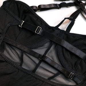 Lingerie gather body shaping sxy straps stitching contrast color heavy duty jumpsuit - Negative Apparel