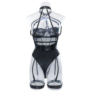 Lingerie gather body shaping sxy straps stitching contrast color heavy duty jumpsuit - Negative Apparel