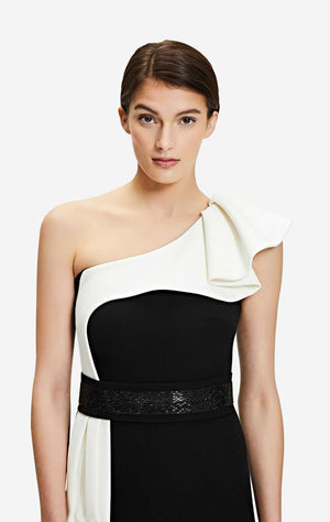 Long Black and White Contrast Sleeveless Slim Fit Splicing Solid Color Jumpsuit - Negative Apparel