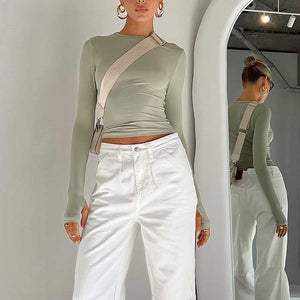 Long Sleeve T-shirt Solid Color Versatile Slim Thin Small Fashion Bottoming Shirt - Negative Apparel