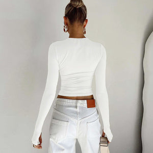 Long Sleeve T-shirt Solid Color Versatile Slim Thin Small Fashion Bottoming Shirt - Negative Apparel