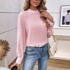 Long - sleeved flower - cut shirts, foreign trade women's shirts, 2025 spring and summer new pullover - Negative Apparel