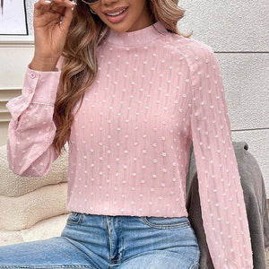 Long - sleeved flower - cut shirts, foreign trade women's shirts, 2025 spring and summer new pullover - Negative Apparel