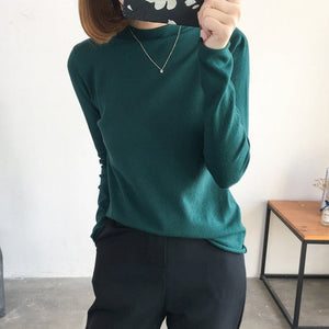 Long - sleeved medium collar inner slim - fitting Korean version bottoming shirt semi - turtleneck pullover knitted sweater wholesale - Negative Apparel