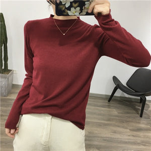 Long - sleeved medium collar inner slim - fitting Korean version bottoming shirt semi - turtleneck pullover knitted sweater wholesale - Negative Apparel