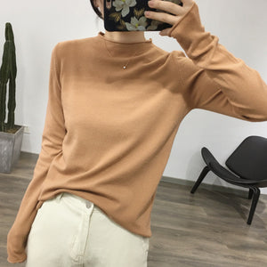 Long - sleeved medium collar inner slim - fitting Korean version bottoming shirt semi - turtleneck pullover knitted sweater wholesale - Negative Apparel