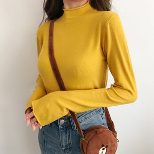 Long - sleeved medium collar inner slim - fitting Korean version bottoming shirt semi - turtleneck pullover knitted sweater wholesale - Negative Apparel