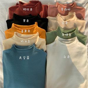 Long - sleeved medium collar inner slim - fitting Korean version bottoming shirt semi - turtleneck pullover knitted sweater wholesale - Negative Apparel