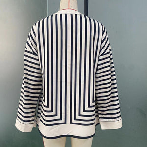 Long - sleeved shirt striped loose cardigan shirt women - Negative Apparel