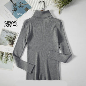 Long - sleeved turtleneck hi - neck solid color Korean style pullover sweater (24 colors) - Negative Apparel