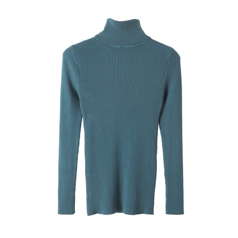 Long - sleeved turtleneck hi - neck solid color Korean style pullover sweater (24 colors) - Negative Apparel