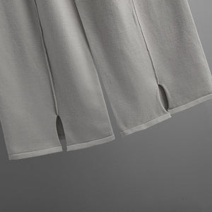 Loose Solid Color Pullover Sweater Two - piece Set Slit Knitted Wide - leg Pants Set - Negative Apparel