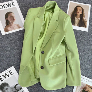 Loose Straight Blazer For Women with Black Buttons - Negative Apparel