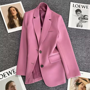 Loose Straight Blazer For Women with Black Buttons - Negative Apparel