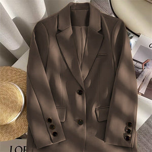 Loose Straight Blazer For Women with Black Buttons - Negative Apparel