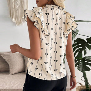Lotus leaf short - sleeved shirt drawstring lace collar pullover women - Negative Apparel