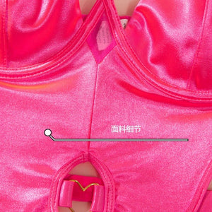 Love heart steel ring jumpsuit hollow back lingerie set - Negative Apparel