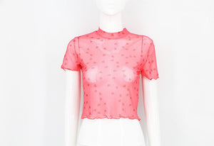 Love mesh sxy cute style navel - baring short tops for women - Negative Apparel