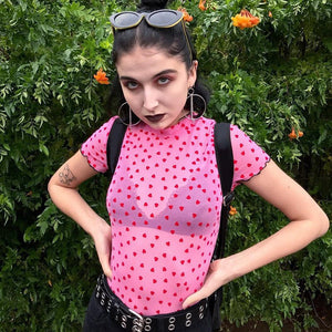 Love mesh sxy cute style navel - baring short tops for women - Negative Apparel