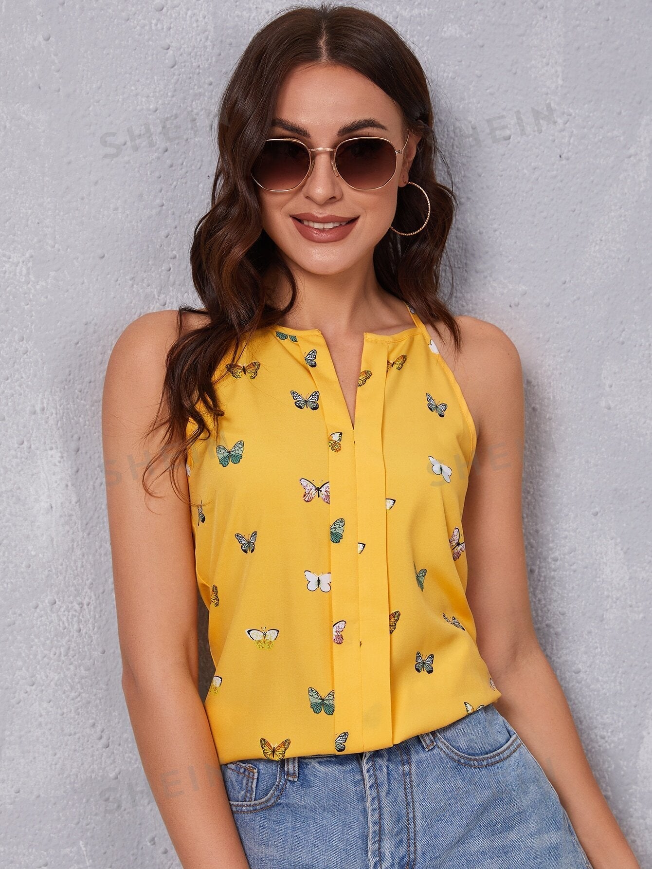 LUNE Butterfly Print Cami Top - Negative Apparel