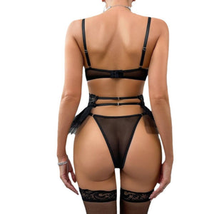 Mesh embroidery pattern perspective three - piece set - Negative Apparel