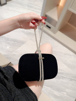 Metallic Diamond Decorated Box Clutch Evening Bag Evening Bag, Dinner Bag Glamorous,Elegant,Exquisite,Quiet Luxury Rhinestone For Party Girl,Woman,Bride Perfect For Party,Dinner/Banquet - Negative Apparel