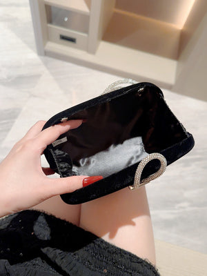 Metallic Diamond Decorated Box Clutch Evening Bag Evening Bag, Dinner Bag Glamorous,Elegant,Exquisite,Quiet Luxury Rhinestone For Party Girl,Woman,Bride Perfect For Party,Dinner/Banquet - Negative Apparel