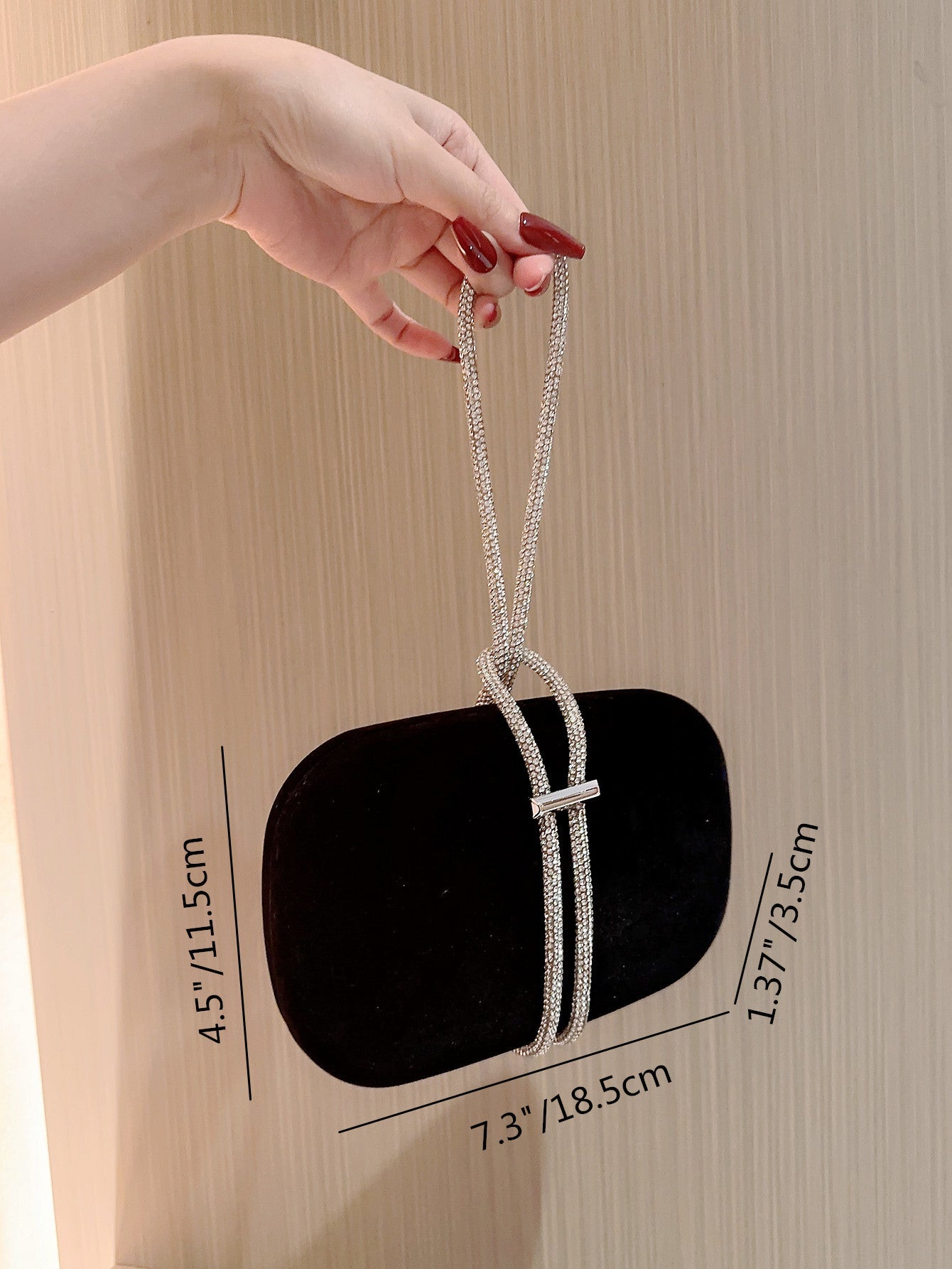 Metallic Diamond Decorated Box Clutch Evening Bag Evening Bag, Dinner Bag Glamorous,Elegant,Exquisite,Quiet Luxury Rhinestone For Party Girl,Woman,Bride Perfect For Party,Dinner/Banquet - Negative Apparel