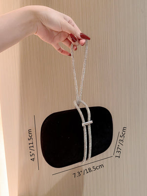 Metallic Diamond Decorated Box Clutch Evening Bag Evening Bag, Dinner Bag Glamorous,Elegant,Exquisite,Quiet Luxury Rhinestone For Party Girl,Woman,Bride Perfect For Party,Dinner/Banquet - Negative Apparel