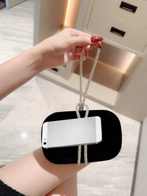 Metallic Diamond Decorated Box Clutch Evening Bag Evening Bag, Dinner Bag Glamorous,Elegant,Exquisite,Quiet Luxury Rhinestone For Party Girl,Woman,Bride Perfect For Party,Dinner/Banquet - Negative Apparel