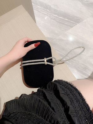 Metallic Diamond Decorated Box Clutch Evening Bag Evening Bag, Dinner Bag Glamorous,Elegant,Exquisite,Quiet Luxury Rhinestone For Party Girl,Woman,Bride Perfect For Party,Dinner/Banquet - Negative Apparel