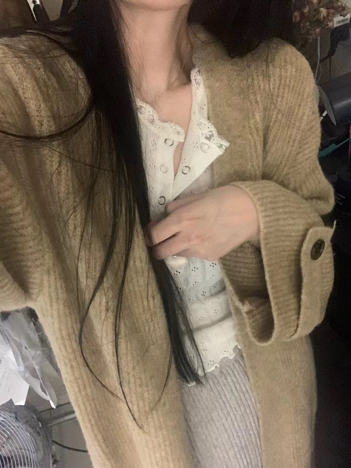 Mid - length knitted soft glutinous Korean style long sweater - Negative Apparel