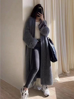 Mid - length knitted soft glutinous Korean style long sweater - Negative Apparel