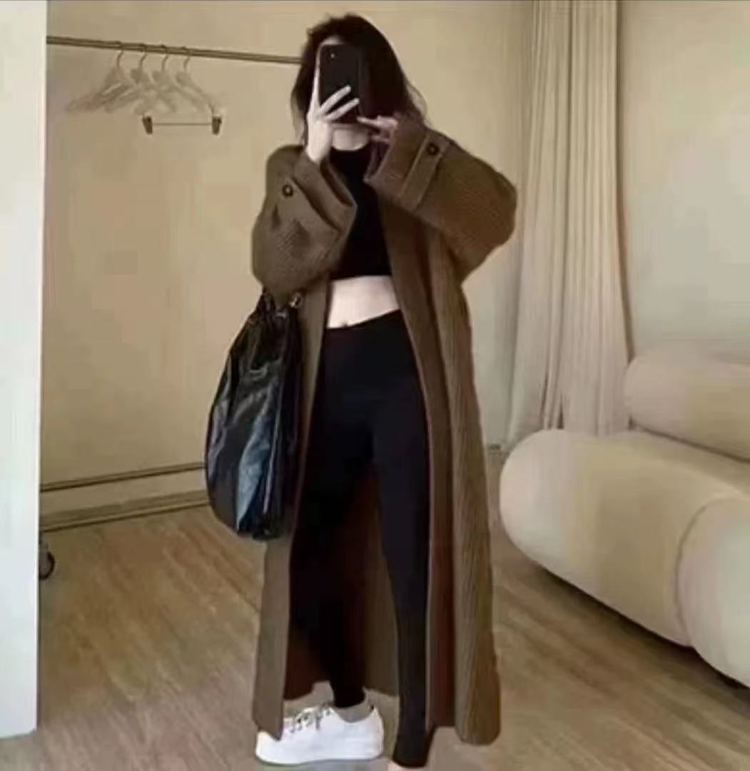 Mid - length knitted soft glutinous Korean style long sweater - Negative Apparel