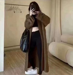 Mid - length knitted soft glutinous Korean style long sweater - Negative Apparel