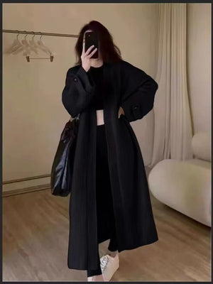 Mid - length knitted soft glutinous Korean style long sweater - Negative Apparel