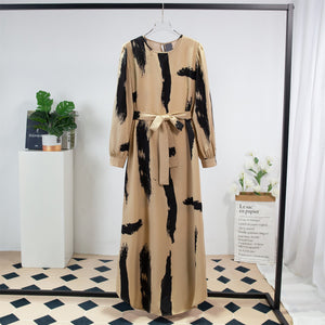 Middle East Style robe women's clothing Turkish lace - up dress women's dress - Negative Apparel