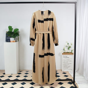 Middle East Style robe women's clothing Turkish lace - up dress women's dress - Negative Apparel