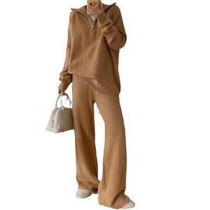 Milk gentle wind wear suit loose pullover sweater and wide leg pants - Negative Apparel