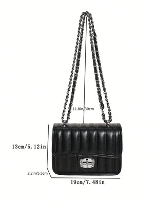 Mini Quilted Pattern Chain Square Bag - Negative Apparel