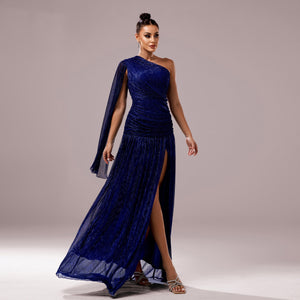 Missord Luxe | One - Shoulder Sequin Long - Sleeve Evening Dress - Negative Apparel