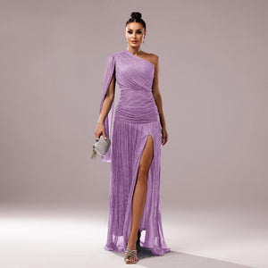 Missord Luxe | One - Shoulder Sequin Long - Sleeve Evening Dress - Negative Apparel