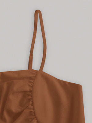 MOD Solid Ruched Cami Dress - Negative Apparel