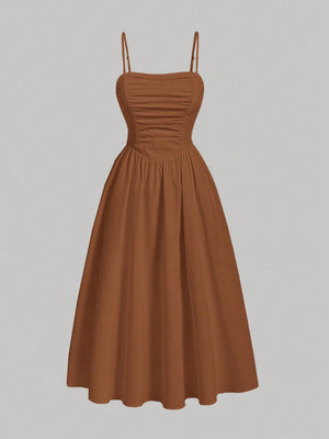 MOD Solid Ruched Cami Dress - Negative Apparel